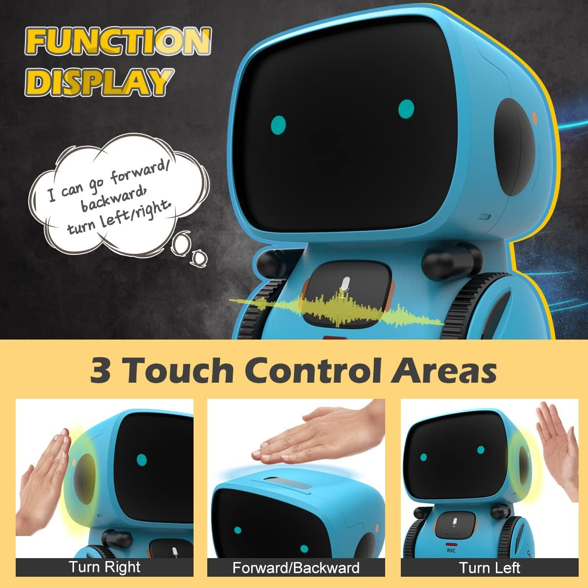 Robots for Kids, Interactive Smart Robotic with Touch Sensor, Voice Control, Speech Recognition, Singing, Dancing, Repeating and Recording, Robot Toy for 3 4 5 6 7 8 Year Old Boys Girls