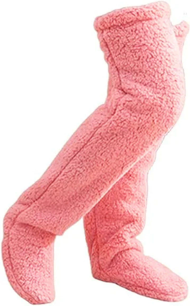 2 in 1 Fluffy Footmuff Women Long Kneelet Socks Warm Plush Socks for Adult Knee Warmers Winter Leg Warmer Sleep Socks Gifts