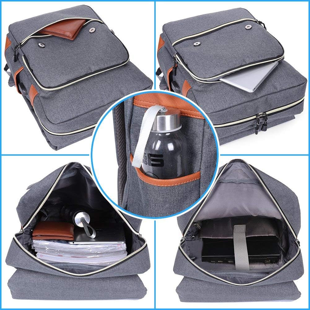Vintage Laptop Backpack for Women Men,Travel Backpacks with USB Charging Port Fashion Backpack Fits 15.6Inch Notebook, Grey
