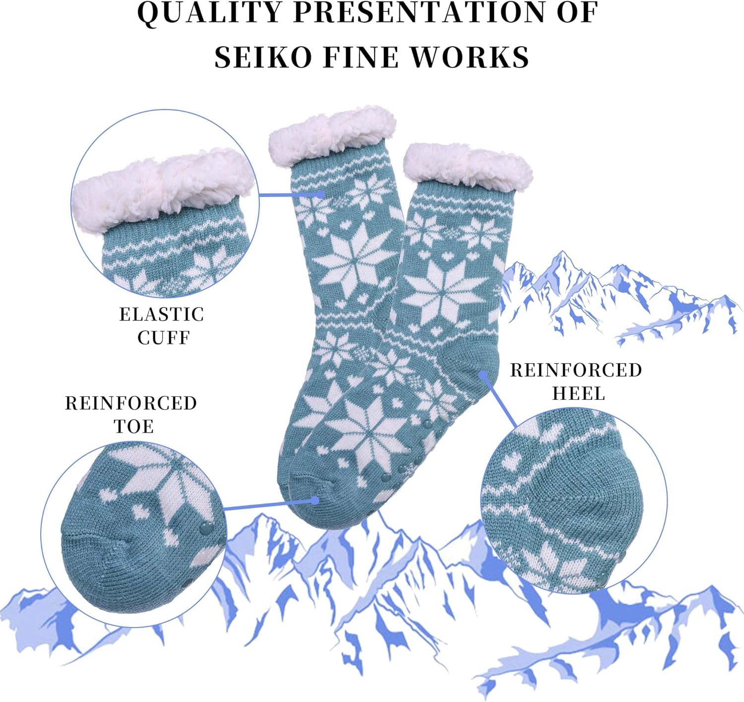 Women'S Slipper Socks with Grippers Soft Cozy Fleece Lined Socks Winter Warm Fuzzy Non Slip Socks for Women